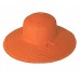 Wide Brim Braded Paper Straw Hat w/ Frill - Orange - HT-ST255OG